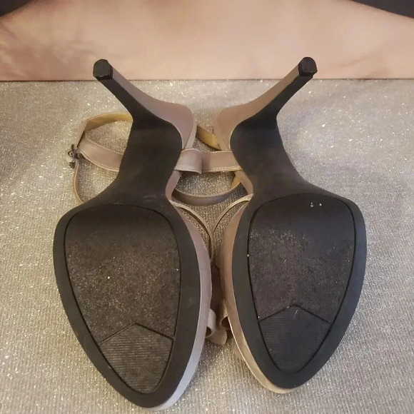 Lulu Townsend Bellow Taupe Satin Heels - Picture 7 of 7